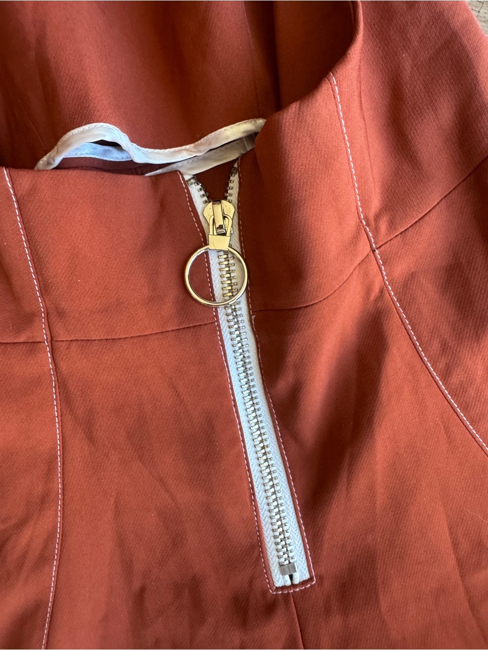 Rust Halter Maxi Pant Jumpsuit with Pink Crescent Detail - Picture 8 of 10